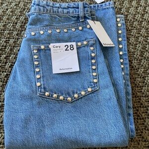 Reformation Cary Denim Jeans with Metallic Studs